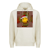 Oatmeal Heather Christmas smiley face Premium Hoodie - BarkalooDesign