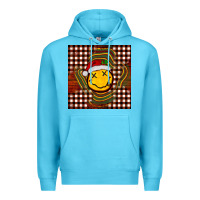 Ocean Blue Christmas smiley face Premium Hoodie - BarkalooDesign
