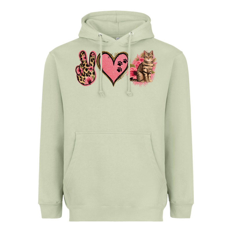 Peace Love Cats Heavyweight Hoodie by Jasminsmagicworld | Teevron