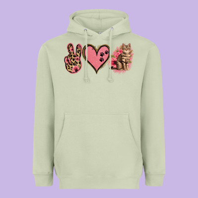 Peace Love Cats Heavyweight Hoodie Designed By Jasminsmagicworld