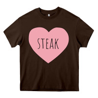 Chocolate Brown i heart steak Heavy Core Tee - linhVisuals