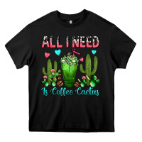 Black All I Need Is Coffee Cactus Frappe Heavy Core Tee - FaDigitalArtStudio