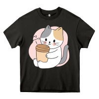 Asphalt Cat Drinking Coffee Kitten Kawaii Japanese Kitty Heavy Core Tee - linhVisuals