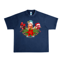 Navy Chickens Christmas Urban Heavy Tee - CowhideDigitalArt