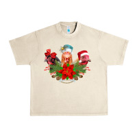 Sandshell Chickens Christmas Urban Heavy Tee - CowhideDigitalArt