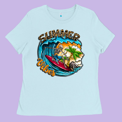 Summer Vibes Ladies Tee Designed By Cowhidedigitalart