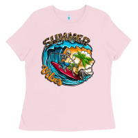Bubblegum Pink Summer Vibes Ladies Tee - CowhideDigitalArt