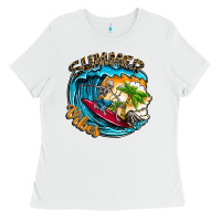 White Summer Vibes Ladies Tee - CowhideDigitalArt
