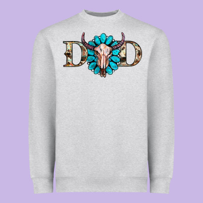 Western Dad With Gemstone And Skull Heavyweight Sweatshirt Designed By Ranaportraitstore