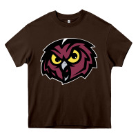 Chocolate Brown temple owls Heavy Core Tee - linhVisuals