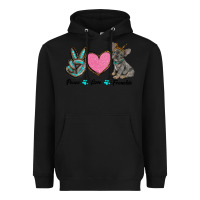 Black peace love frenchie Heavyweight Hoodie - RanaPortraitStore