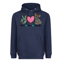 Navy peace love frenchie Heavyweight Hoodie - RanaPortraitStore