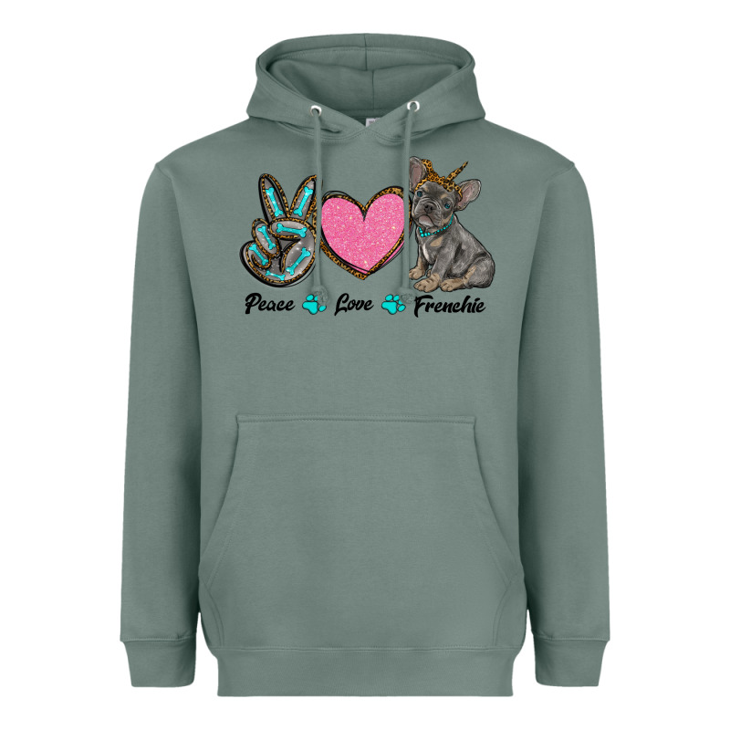 Peace Love Frenchie Heavyweight Hoodie by RanaPortraitStore | Teevron