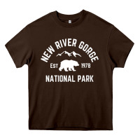 Chocolate Brown womens new river gorge national park bear west virginia nature v neck Heavy Core Tee - linhVisuals