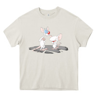 Cream newanimaniacs pinky and the brain Heavy Core Tee - linhVisuals