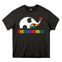 Free Mom Hugs Pride Elephant Rainbow Heavy Core Tee | Teevron