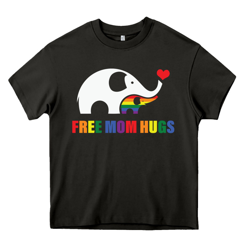 Free Mom Hugs Pride Elephant Rainbow Heavy Core Tee by linhVisuals | Teevron