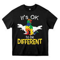 Black it’s ok to be different autism dinosaur Heavy Core Tee - linhVisuals