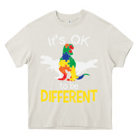 Cream it’s ok to be different autism dinosaur Heavy Core Tee - linhVisuals