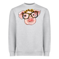 Heather Grey sunflowers with pig Heavyweight Sweatshirt - RanaPortraitStore