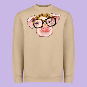 Sunflowers With Pig Heavyweight Sweatshirt Designed By Ranaportraitstore