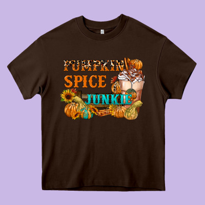 Pumpkin Spice Junkie Heavy Core Tee Designed By Fadigitalartstudio