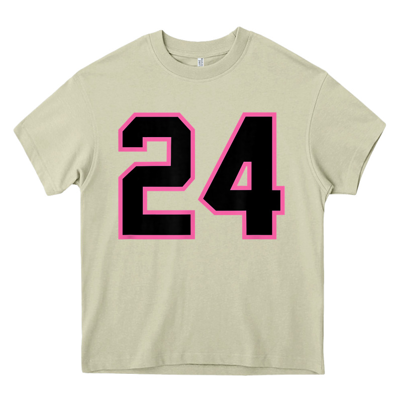 Number 24 Sports Jersey Athlete Fan Pink Black Lucky Number T Shirt Heavy Core Tee by linhVisuals | Teevron