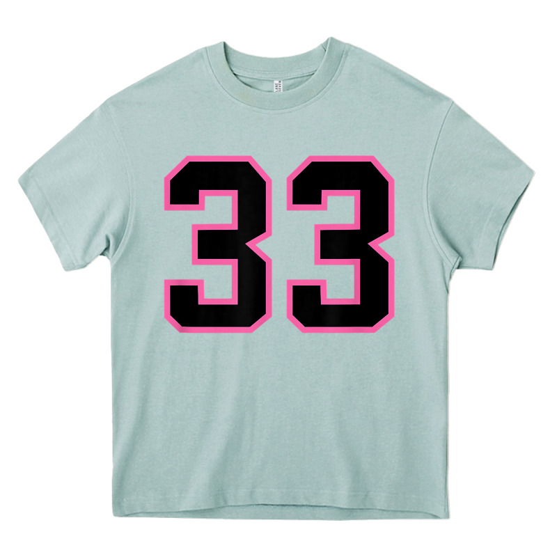 Number 33 Sports Jersey Athlete Fan Pink Black Lucky Number T Shirt Heavy Core Tee by linhVisuals | Teevron