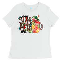 White Sweet Summer Time Ladies Tee - CowhideDigitalArt