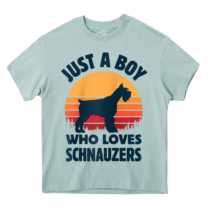 Schnauzer Just A Boy Who Loves Dogs Men Retro Vintage Sunset Raglan Ba Heavy Core Tee by linhVisuals | Teevron