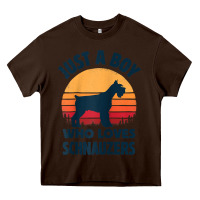 Chocolate Brown schnauzer just a boy who loves dogs men retro vintage sunset raglan ba Heavy Core Tee - linhVisuals