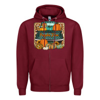 Burgundy pumpkin farm truck Zipper Hoodie - Jasminsmagicworld