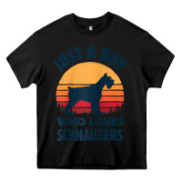 Black schnauzer just a boy who loves dogs men retro vintage sunset raglan ba Heavy Core Tee - linhVisuals