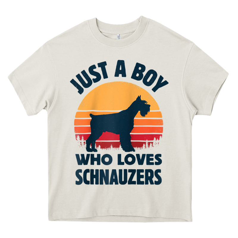 Schnauzer Just A Boy Who Loves Dogs Men Retro Vintage Sunset Raglan Ba Heavy Core Tee by linhVisuals | Teevron