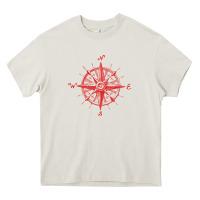 Cream compass Heavy Core Tee - linhVisuals