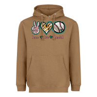 Toasted Coconut Peace Love Baseball Heavyweight Hoodie - Jasminsmagicworld