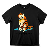 Black newcalvin and hobbes [tyellow] Heavy Core Tee - linhVisuals
