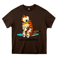 Chocolate Brown newcalvin and hobbes [tyellow] Heavy Core Tee - linhVisuals