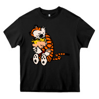Black newcalvin and hobbes 04 Heavy Core Tee - linhVisuals