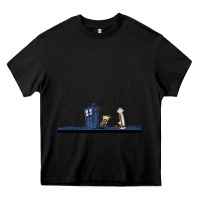 Black newcalvin and hobbes night star tardis Heavy Core Tee - linhVisuals