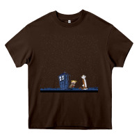 Chocolate Brown newcalvin and hobbes night star tardis Heavy Core Tee - linhVisuals