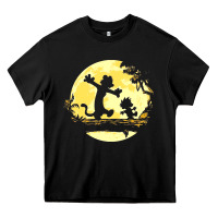 Black newcalvin and hobbes no worries Heavy Core Tee - linhVisuals