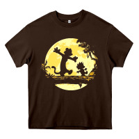 Chocolate Brown newcalvin and hobbes no worries Heavy Core Tee - linhVisuals