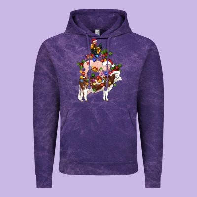 Stacked Christmas Farm Animals Vintage Hoodie Designed By Artiststas