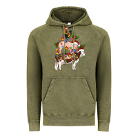 Vintage Olive stacked christmas farm animals Vintage Hoodie - Artiststas