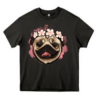 Asphalt pug floral Heavy Core Tee - Jasminsmagicworld