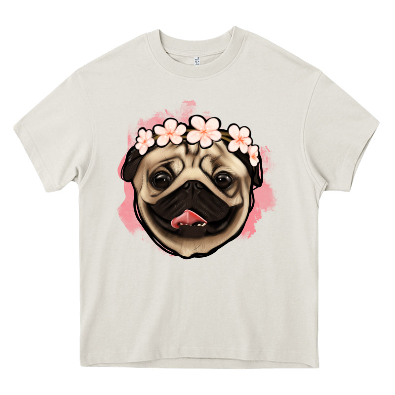 Pug Floral Heavy Core Tee by Jasminsmagicworld | Teevron