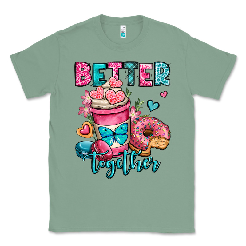 Better Together Donut And Coffee Valentines Day Classic Tee by OliviaCreatesArt | Teevron