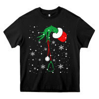 Black newchristmas grinch hand holding a stethoscope Heavy Core Tee - linhVisuals