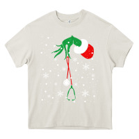 Cream newchristmas grinch hand holding a stethoscope Heavy Core Tee - linhVisuals